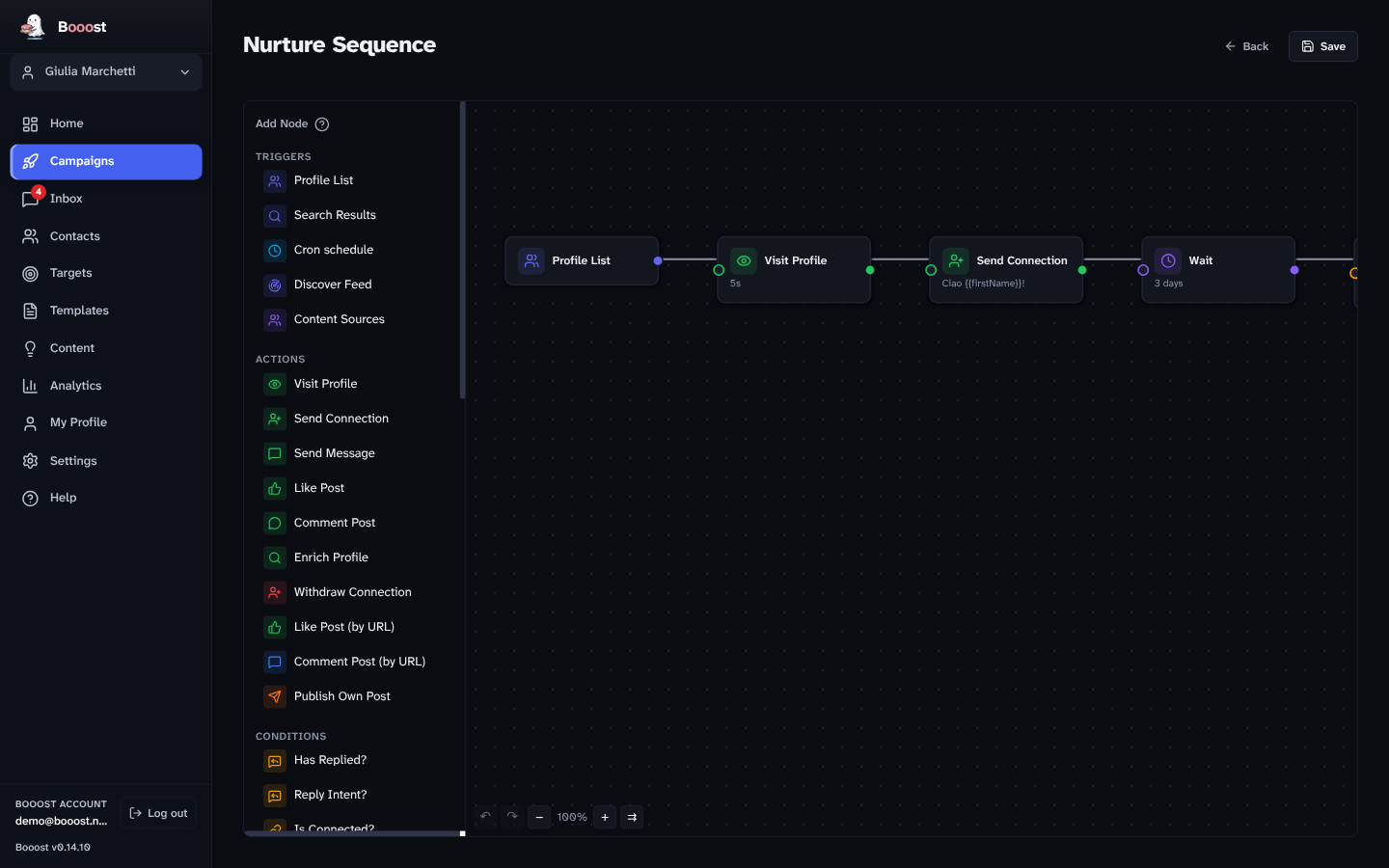 Booost visual workflow builder
